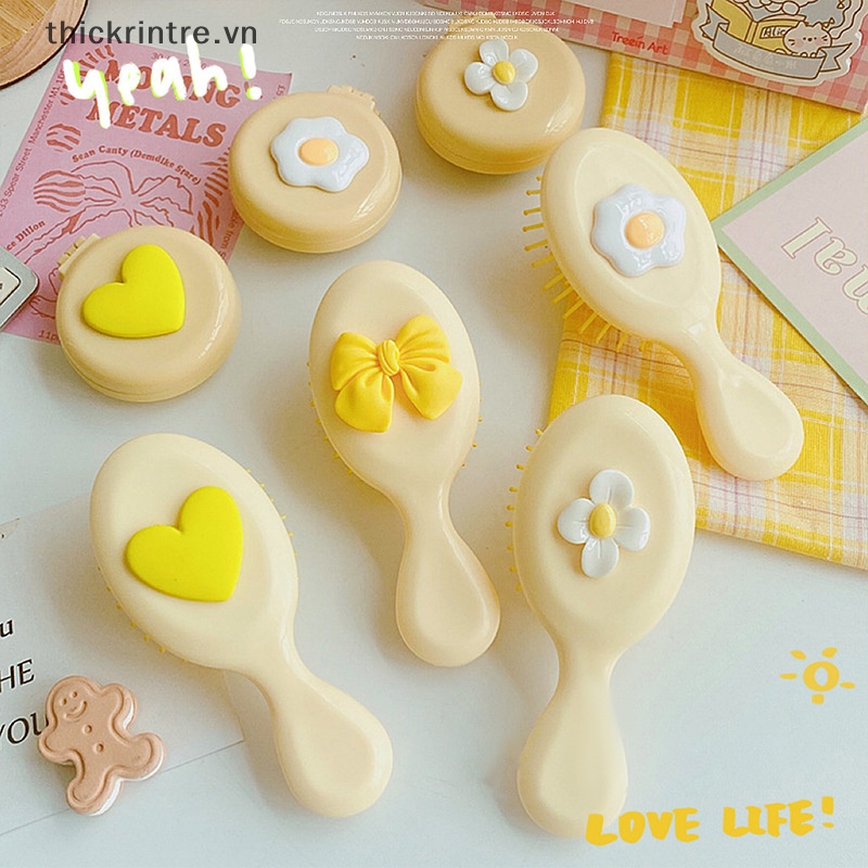 Lược Chải Tóc Mát Xa Da Đầu Chống Tĩnh Điện Có Gương Tiện Dụng