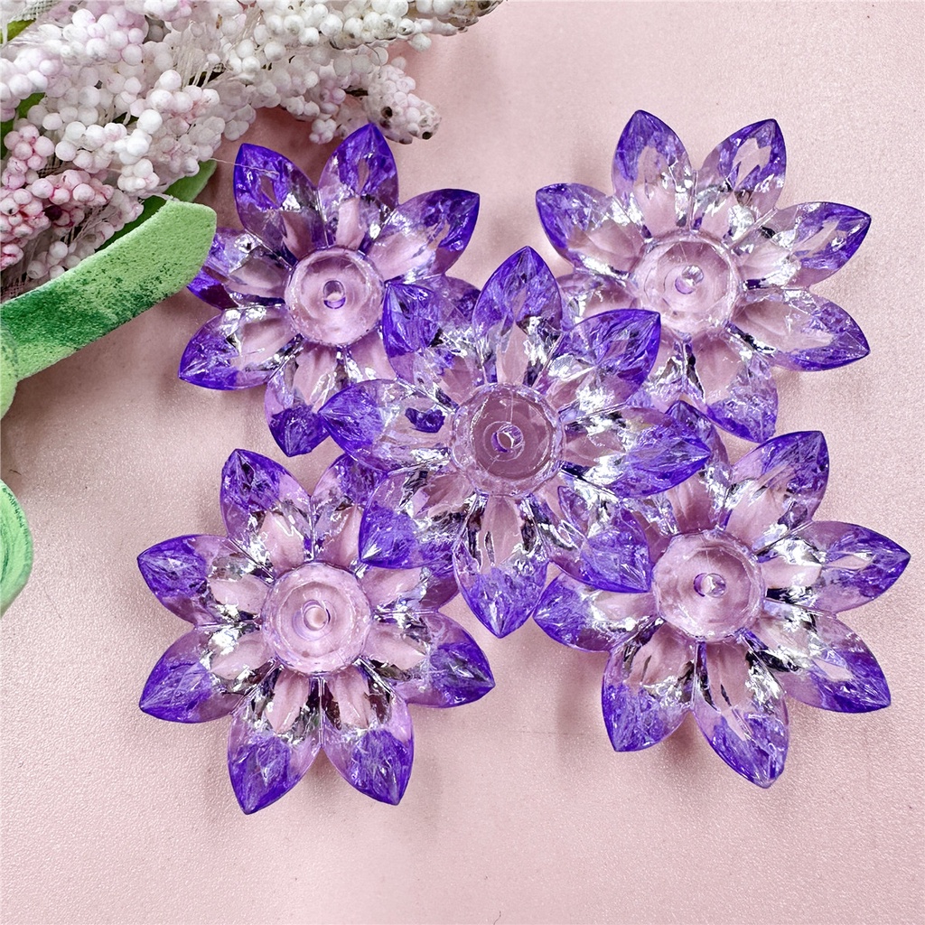 Set 5 Hạt Cườm Nhựa acrylic Trong Suốt Hình Hoa Sen 31mm Làm Trang Sức diy