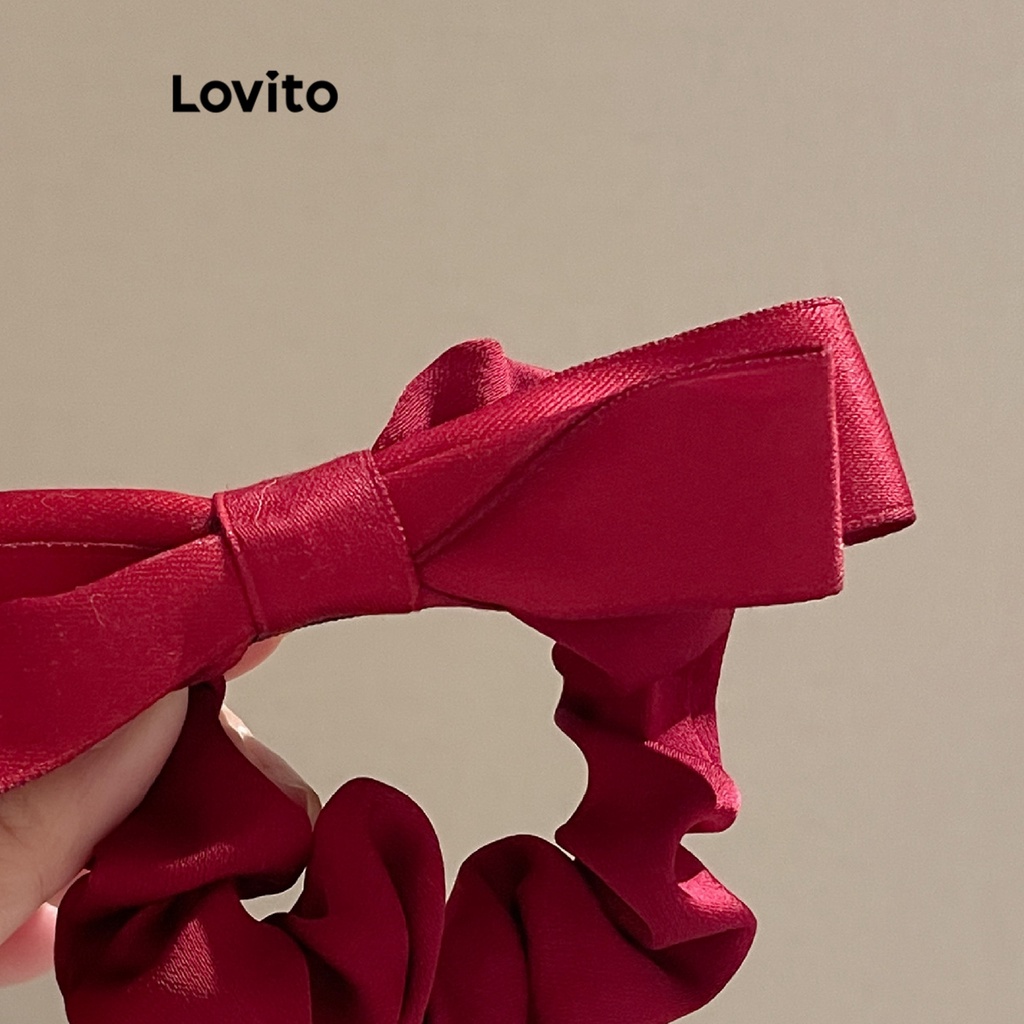 Lovito Dây buộc tóc nơ trơn thông thường cho nữ LNA32176