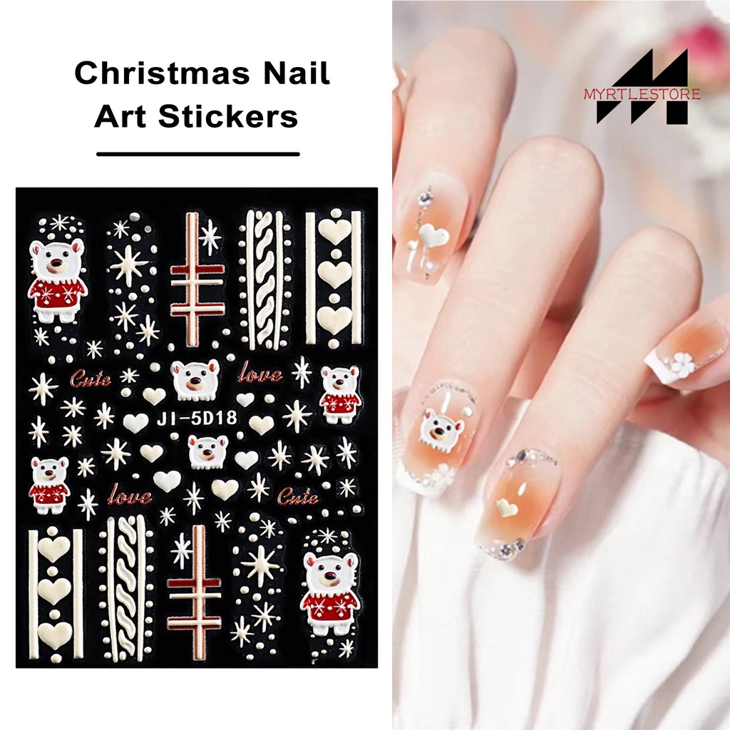 Myrtlestore Nhãn Dán Móng Tay 5d Hình Bông Tuyết Giáng Sinh Dễ Thương Lâu Trôi Dễ Sử Dụng Cho Nữ Và Phụ Nữ