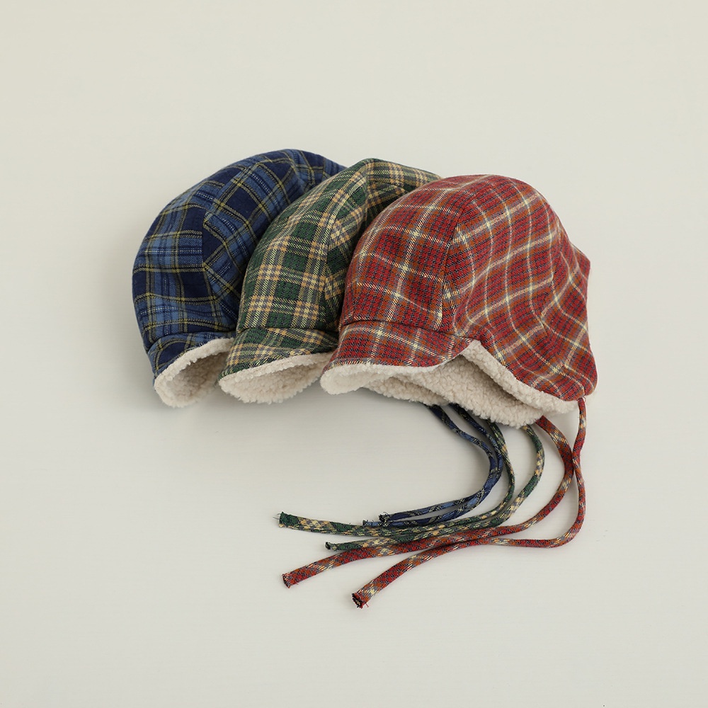 Mũ Lông Cừu Giữ Ấm Bảo Vệ Tai Phong Cách vintage Hàn Quốc Cho Mẹ Và Bé