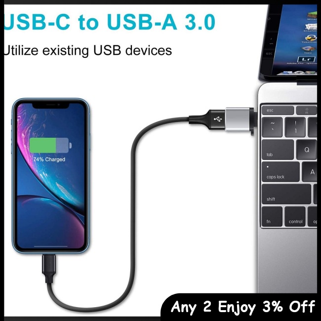 Zevaret Dây Cáp Chuyển Đổi type c Sang usb 3.0 Loại c Cho macbook pro / samsung xiaomi huawei
