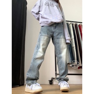 Quần jeans Xẻ Tà Phong Cách retro Mỹ Cho Nữ