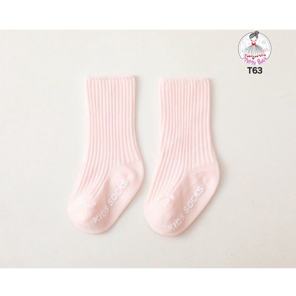 Tất trơn nhiều màu thun gân đế chống trượt từ 0-24 tháng