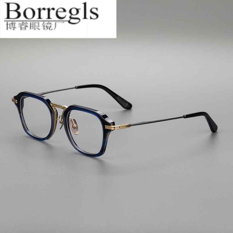 Nhật Bản Nguyên Chất Titan Kính Khung Retro Acetate Kính Khung DTX413 Mặt Lớn Nam Công Sở Khung Vuôn