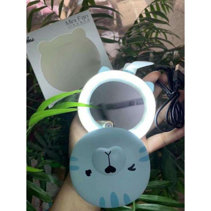 Quạt cầm tay hình thú 3in1 - QUẠT+LED+GƯƠNG