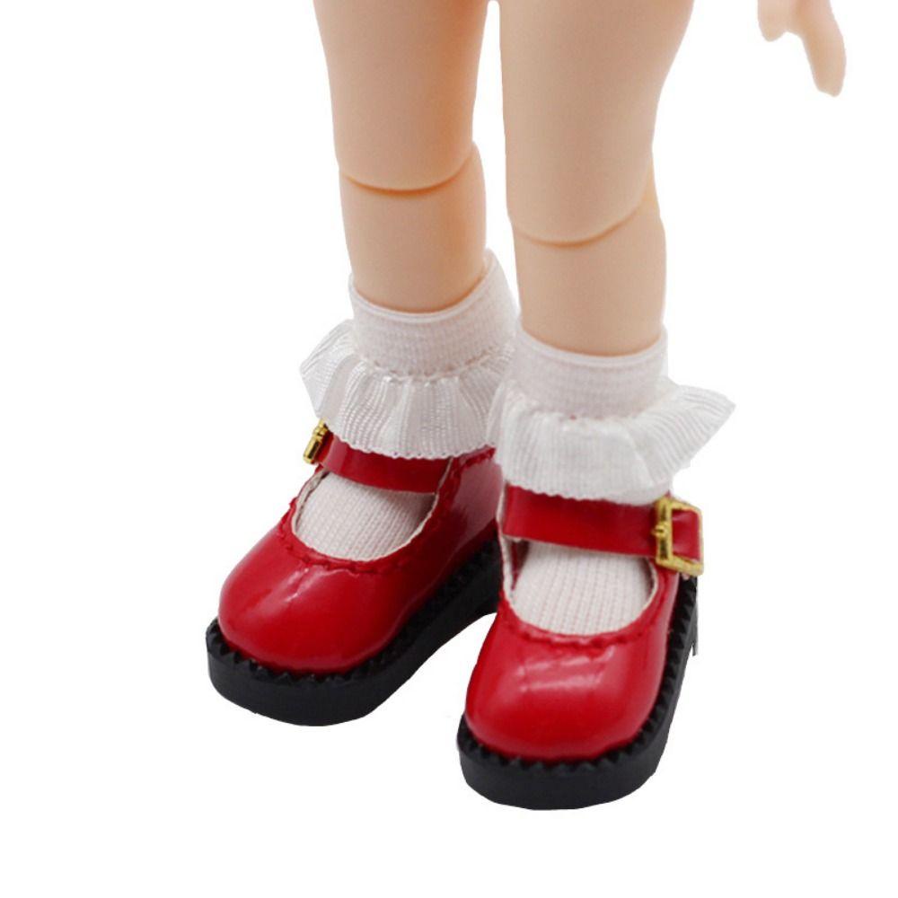 1 Đôi Giày Búp Bê Da pu Mũi Tròn Đáng Yêu Cho Búp Bê 12 bjd ob11 2.7 * 1.3cm ob11
