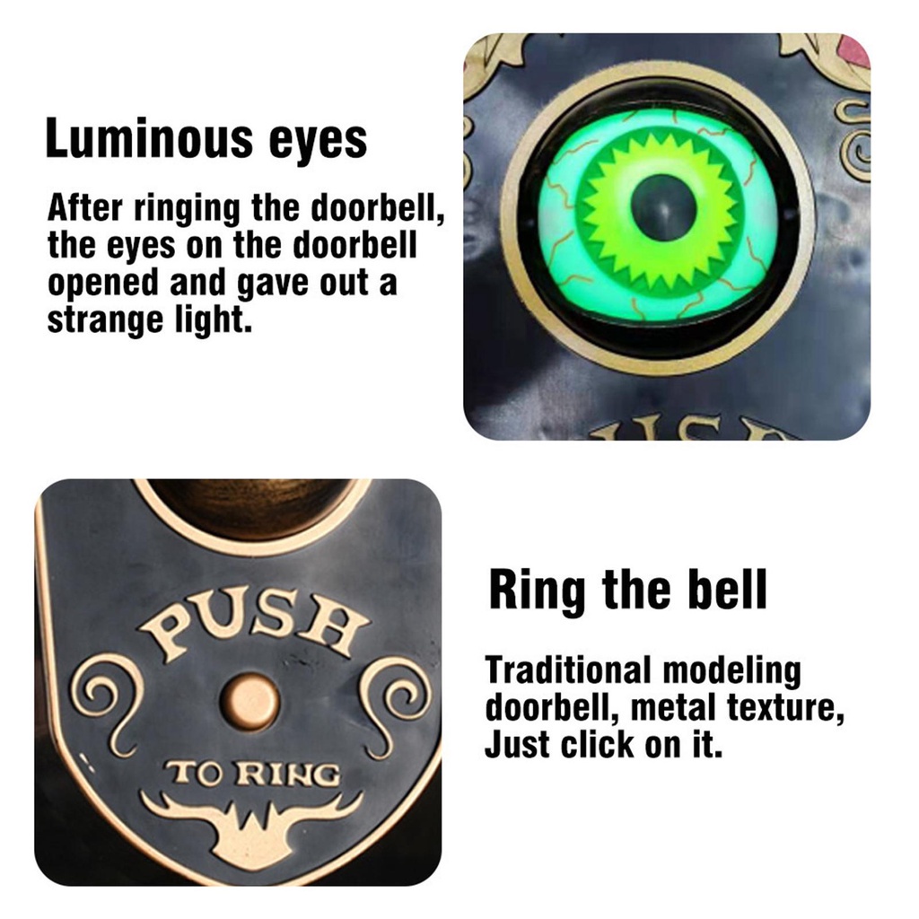 HALLOWEEN ONE EYED DOORBELL HAUNTED DECORATION HORROR PROPS GLOWING HANGING PIECE DOOR HANGING DOORBELL EYEBALL BELL DECOR