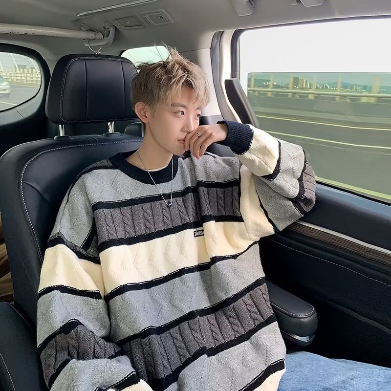 Áo Khoác sweater Dệt Kim Dày Dáng Rộng Kiểu retro Thời Trang Thu Đông Cho Nam