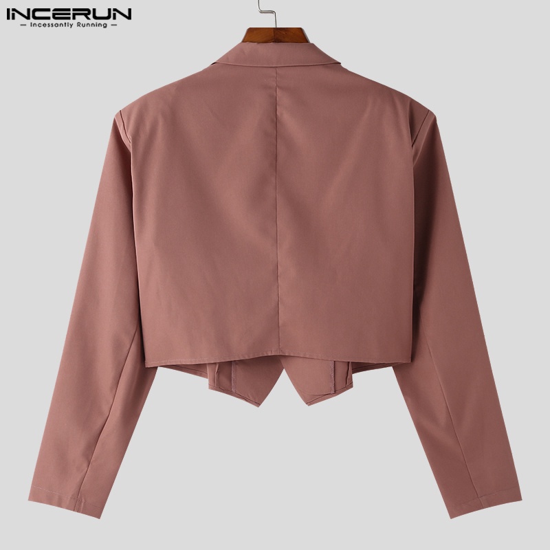INCERUN Áo Khoác blazer Dài Tay Màu Trơn Có Túi Thời Trang Hàn Quốc Cho Nam