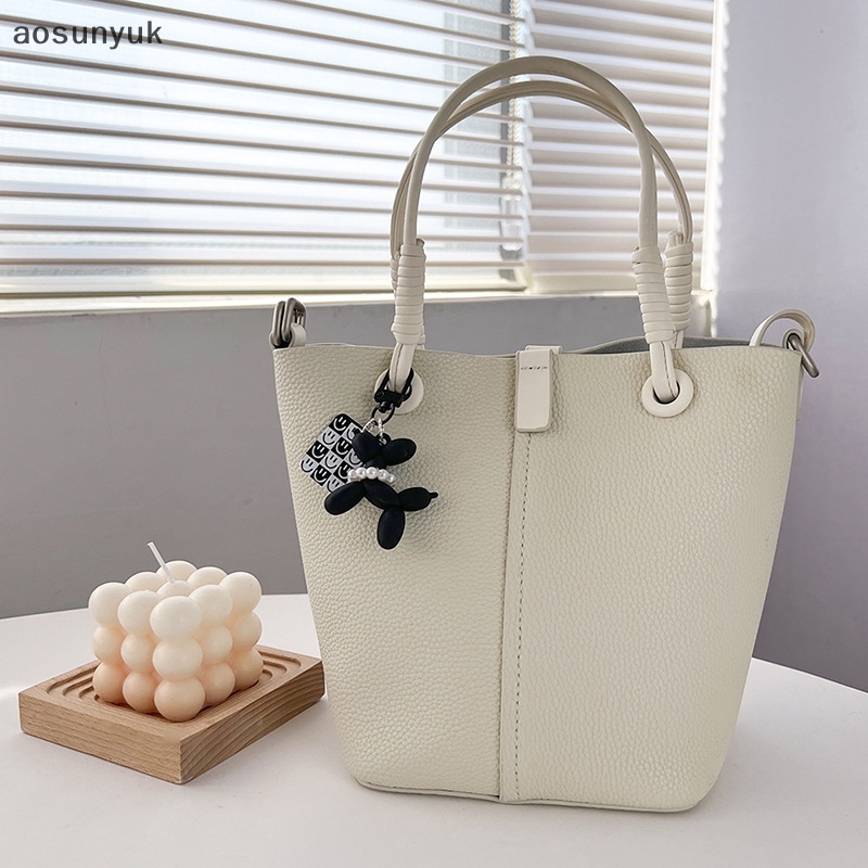 Aosunyuk Móc Chìa Khóa acrylic 3d Hình Chú Chó Trắng Đen Dễ Thương Dành Cho Nữ