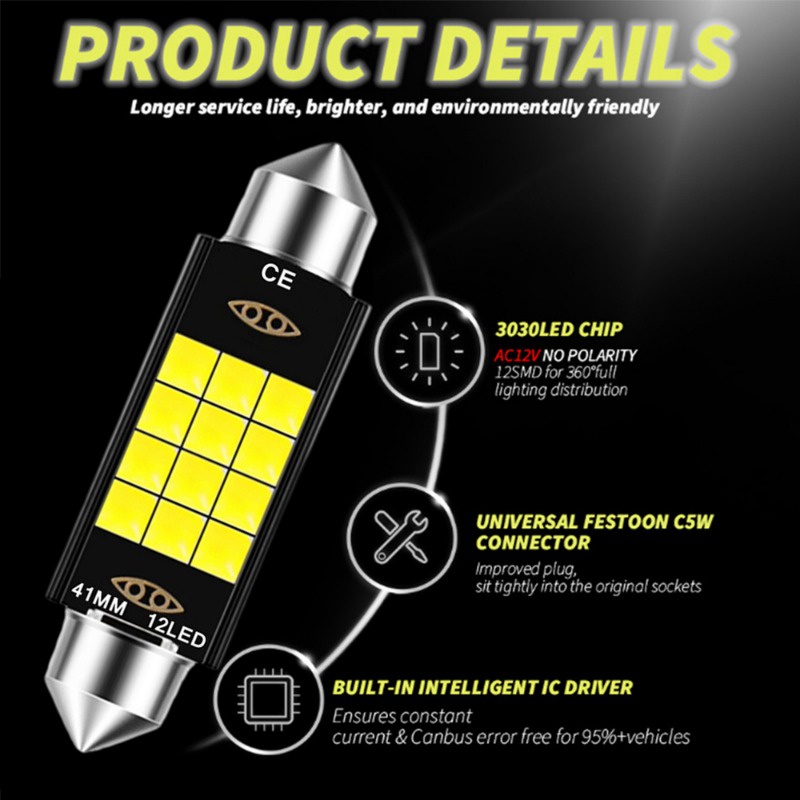 Đèn led 12v 3030 Ánh Sáng Trắng Tiết Kiệm Năng Lượng Cho Xe Hơi