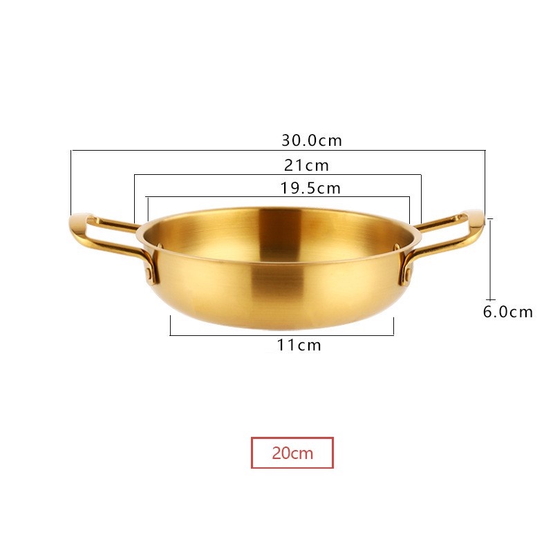 Nồi lẩu inox màu vàng bạc phong cách hàn quốc dày đẹp 20cm