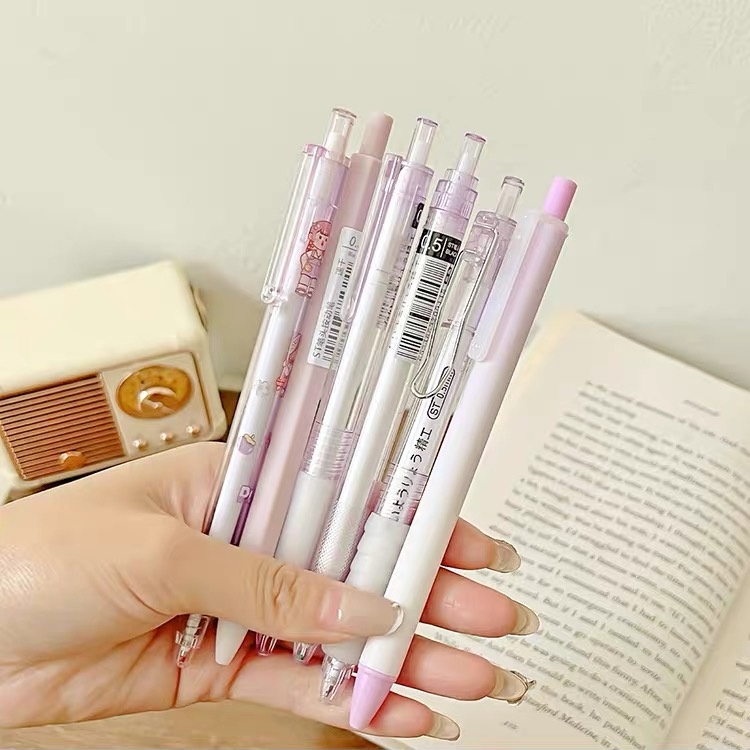Set 6 Bút Bi Ngòi 0.5mm Mực Đen Nhanh Khô