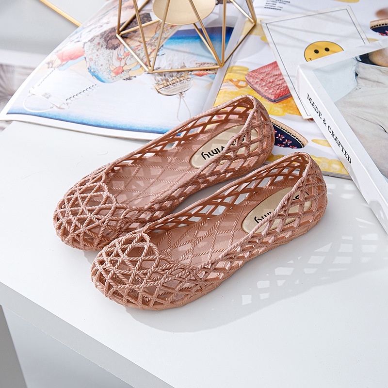 Giày Búp Bê Nhựa Đế Bằng Mềm Mại Chống Trượt Thoáng Khí