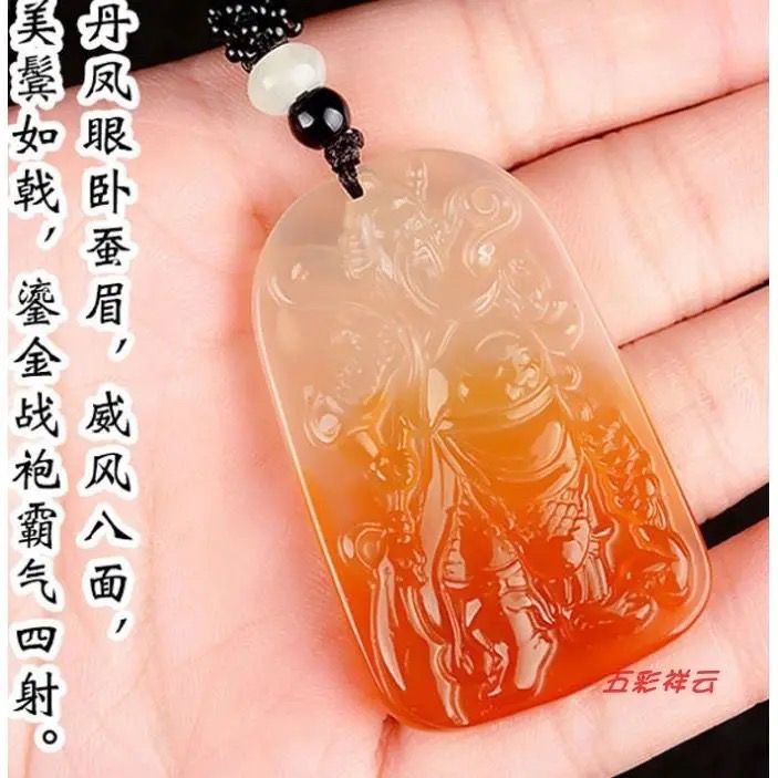 Mặt Dây Chuyền Đá Mã Não Đỏ Bvv carnelian guan gong Cho Nam Và Nữ