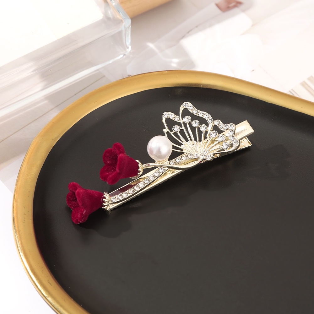 Kẹp TóC HìNh Hoa HồNg ĐíNh Kim Cương Giả ThờI Trang Cho Nữ CHLINS