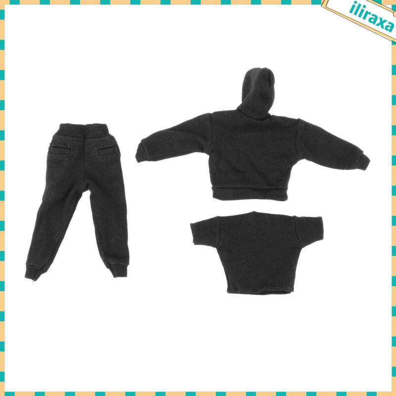 Set 3 Mô Hình Nhân Vật Nam Mặc Áo Nỉ Màu Đen 12inch Tỉ Lệ 1: 12