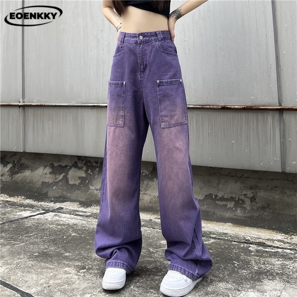 EOENKKY quần ống rộng quần nữ jean Thời trang Chất lượng cao High quality ins High quality Thời trang Thoải mái Đẹp A97L8GN 37Z230915