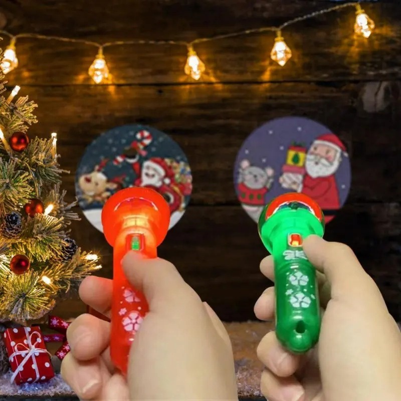 Đồ Chơi Đèn Pin Chiếu Hoạt Hình Ông Già Noel Vui Nhộn Giáo Dục Sớm Cho Bé / Quà Giáng Sinh