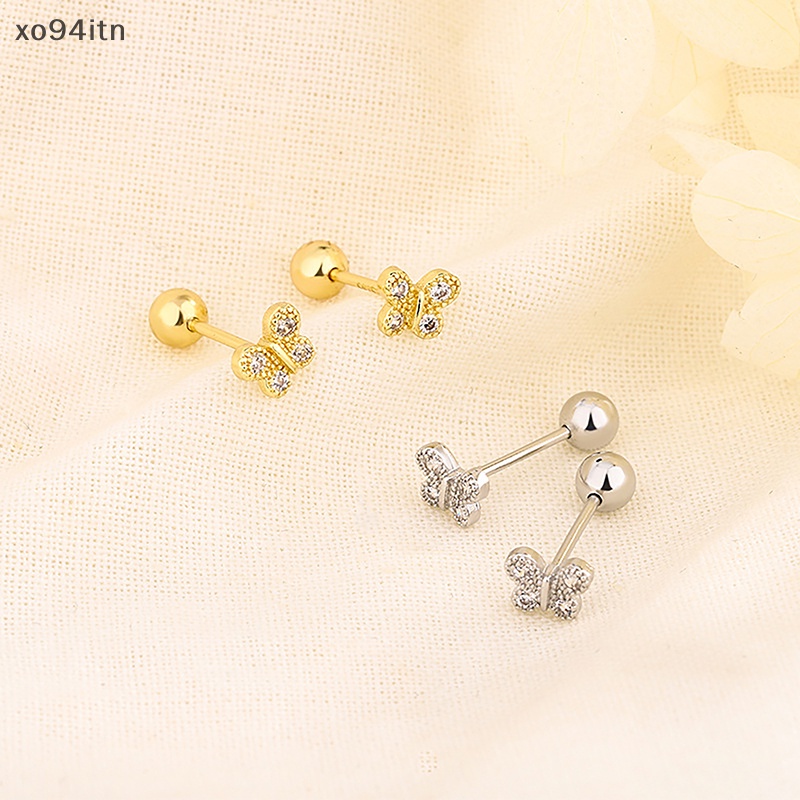 1 Đôi Khuyên Tai Hình Bông Hoa / Bươm Bướm Đính Đá zircon Thời Trang Cho Nữ