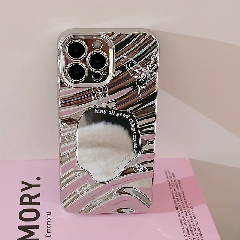 Ốp Điện Thoại Dẻo Tráng Gương Họa Tiết Bươm Bướm & Sóng Nước Độc Đáo Cho iphone 15 pro max 14 13 12 11 max xr ix 78plus