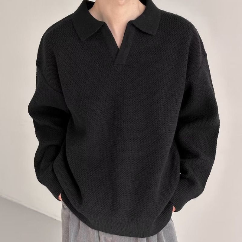 Áo sweater Dệt Kim Tay Dài Cổ polo Thời Trang Mùa Đông Cho Nam