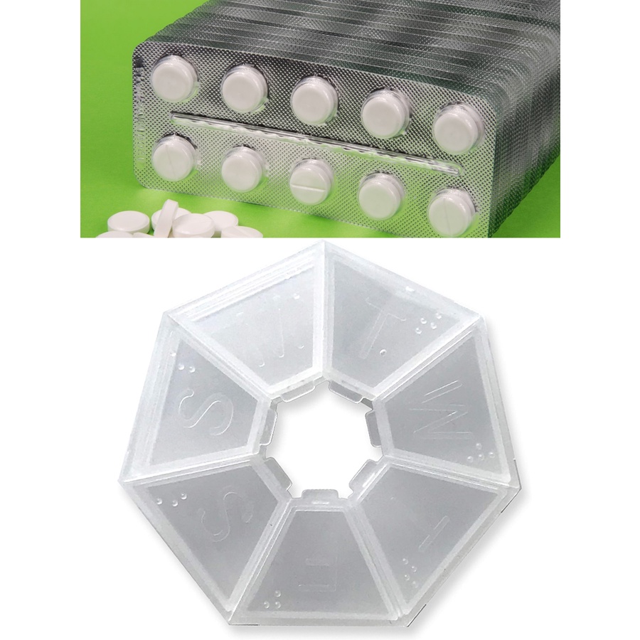 Weekly Pill Organizer Clear 7-Sided Pill Reminder Vitamin Tablet Storage Case