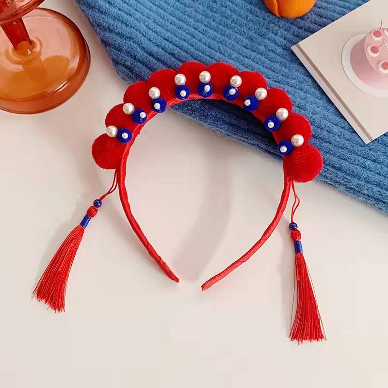 Kẹp Tóc Tua Rua Đỏ Phong Cách Trung Hoa Mừng Năm Mới Cho Bé Gái