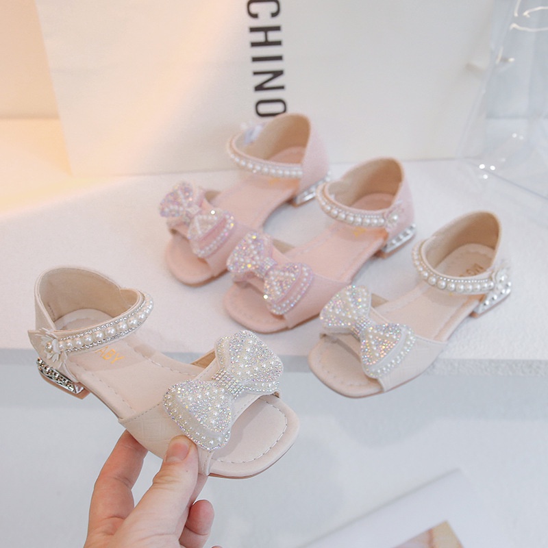 Giày Sandal Đế Mềm Hở Ngón Đính Nơ Phong Cách Công Chúa Thời Trang Mùa Hè 2023 Cho Bé Gái