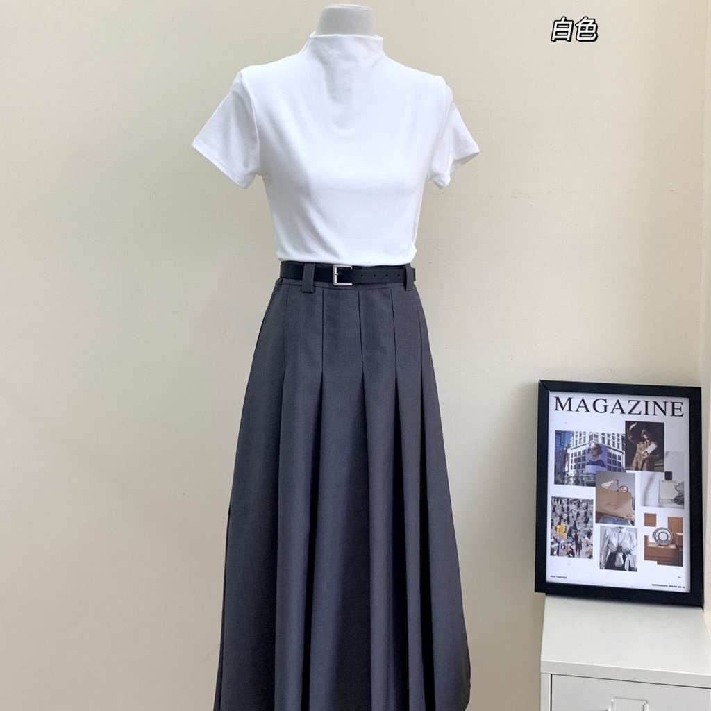 Set Áo Thun Lửng Và Chân Váy Dài Thời Trang Dành Cho Nữ