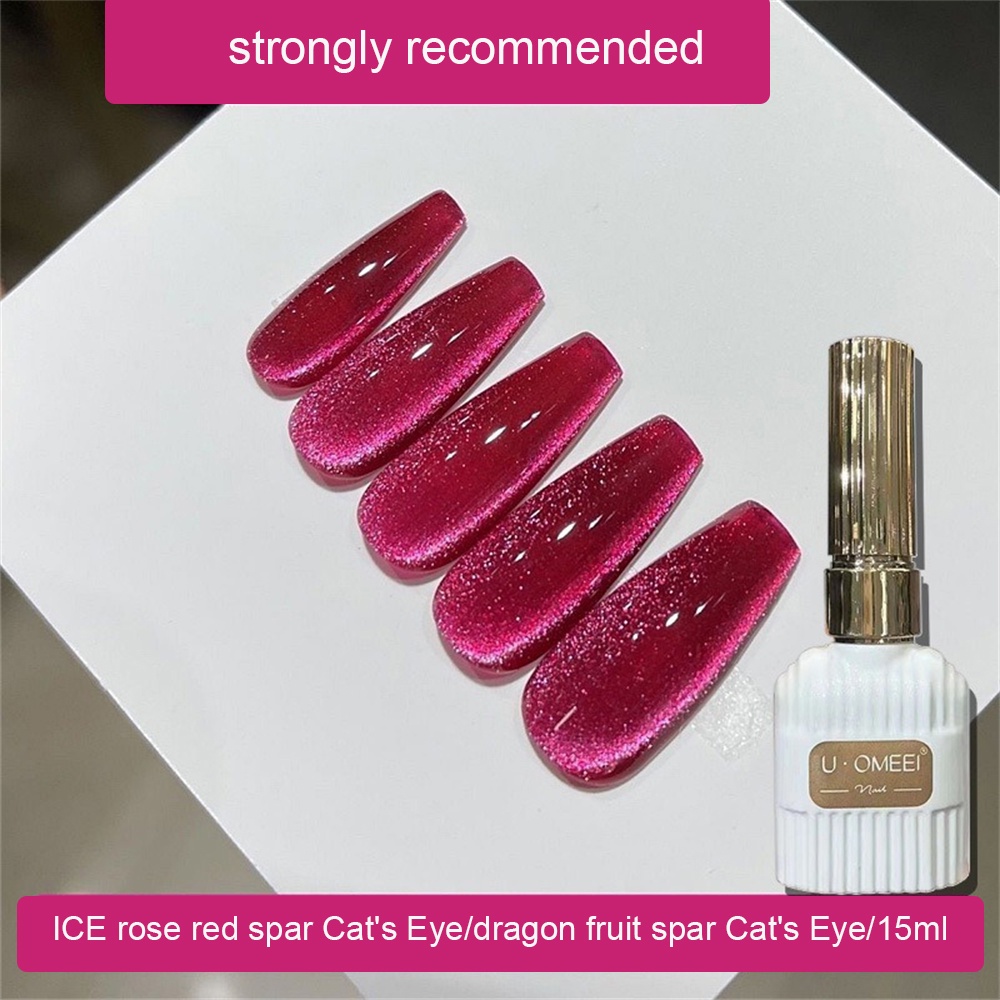 ♕ Uomeei Ice Red Cat's Eye Nail Polish Gel Pitaya Pepper Rose Red Crystal Fine Glitter Uv Led Phototherapy Keo Nail Art For Nail Shop 15ml NỘI THẤT