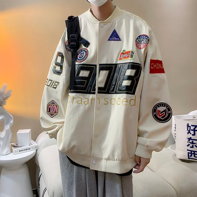 Áo khoác bóng chày nam thêu họa tiết phong cách retro mỹ thời trang mùa thu mới cho cặp Đôi thời trang trẻ trung phong cách hót triend