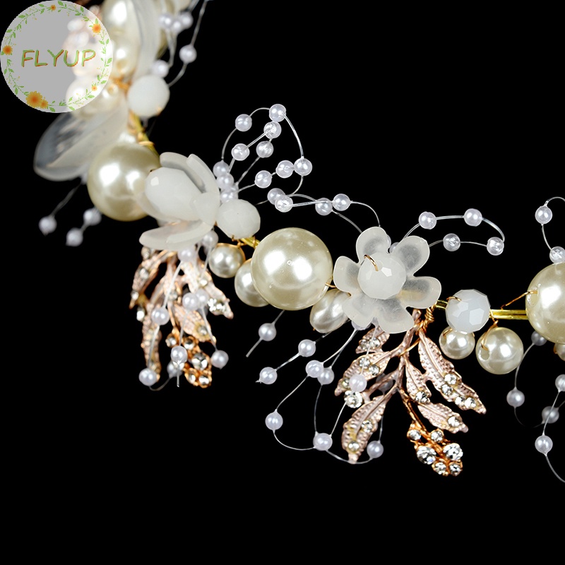 Flyup Vòng Hoa Đính Ngọc Trai Giả Thanh Lịch Cho Cô Dâu vn