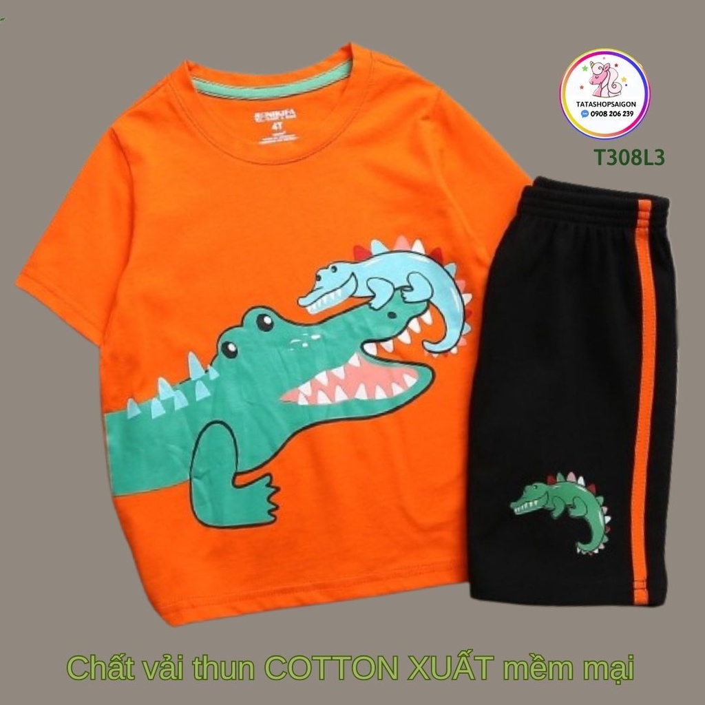 Đồ Bộ Cho Bé Trai 11-40 Kg Cotton Chính Phẩm In Hoạt Hình Hot Trend Mềm Mịn Mát  Set Quần Áo Trẻ Em 1-12 Tuổi T308