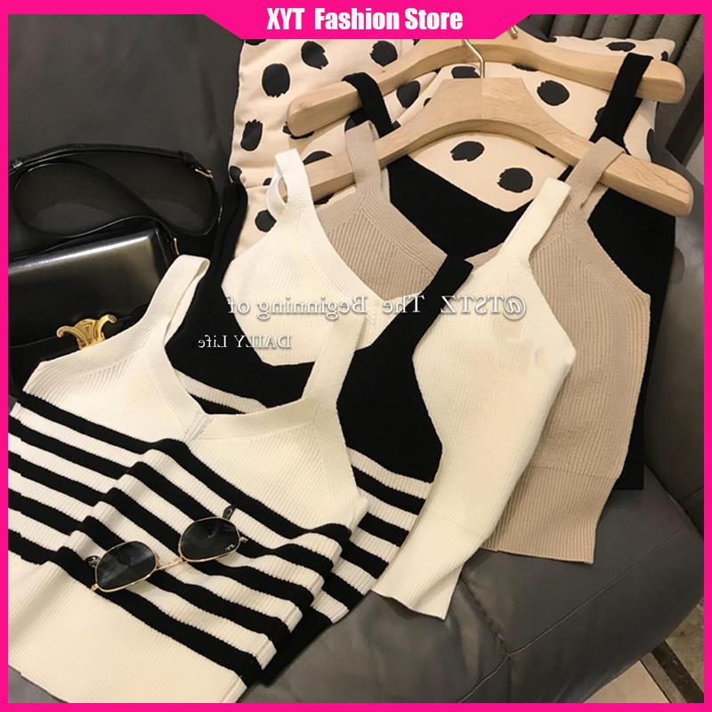 Áo Hai Dây Dệt Kim Kẻ Sọc Màu Sắc Tương Phản Thời Trang Cho Nữ Size 35-60kg