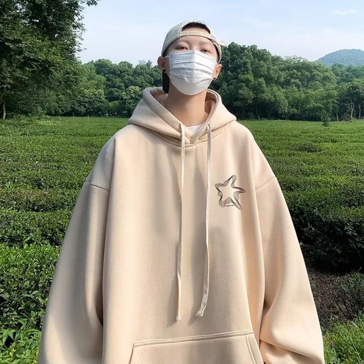 Áo hoodie Nhung Dày Dặn Tay Dài Dáng Rộng In Chữ 3d Phong Cách vintage Thời Trang Mùa Thu Cho Nam Giới size m-5xl