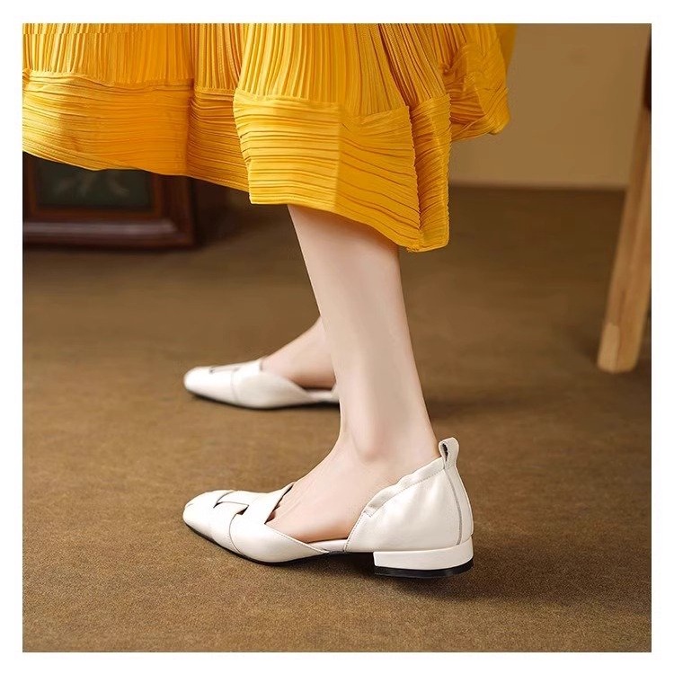 Giày Búp Bê Mũi Vuông Đế Thấp Thiết Kế Trẻ Trung Hợp Thời Trang