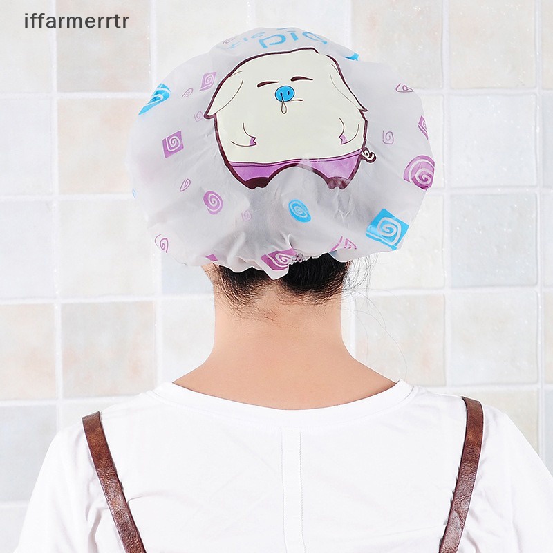 1 Mũ Trùm Tóc Khi Tắm Dày Dặn Chống Nước Chống Dầu In Hình Hoạt Hình Dễ Thương