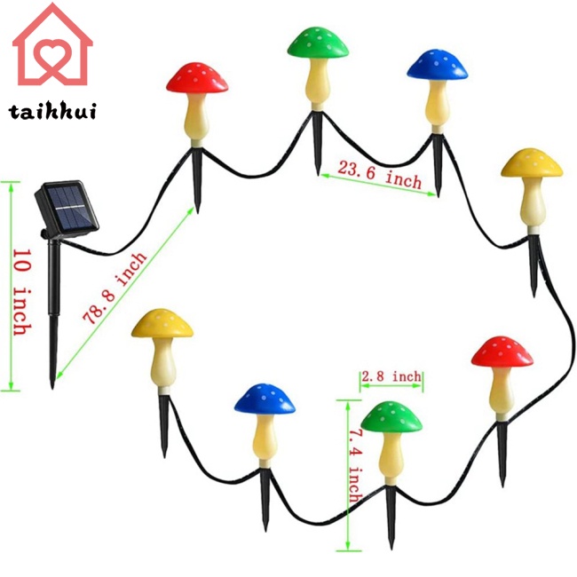 Dây Đèn led Hình Nấm Trang Trí Sân Vườn Sử Dụng Năng Lượng Mặt Trời