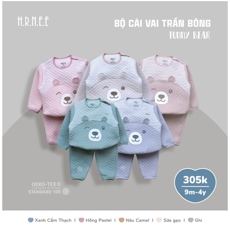 Bộ trần bông quả trám hrnee siêu mềm dầy dặn cho bé