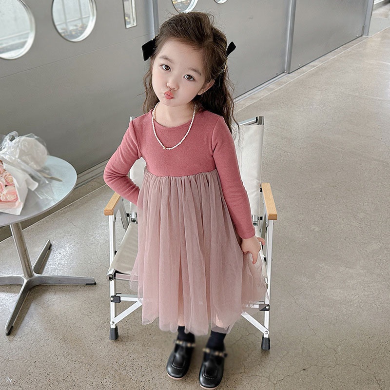 Đầm Công Chúa Dài Tay Thời Trang Xuân Thu Dành Cho Bé Gái