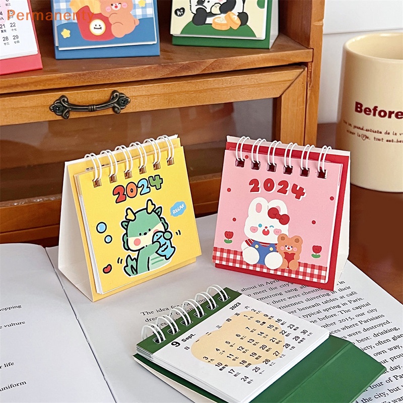 Lịch Để Bàn mini 2024 kawaii Hình Động Vật Hoạt Hình Dễ Thương Để Bàn Ghi Chú Lập Kế Hoạch Hàng Ngày