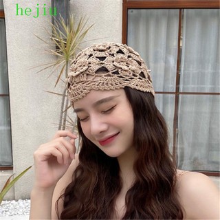 Hejiu Mũ Dệt Kim Thủ Công Đính Hoa Rỗng Phong Cách Hàn Quốc Giản Dị