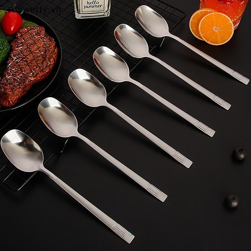 Muỗng Cà Phê / Ăn Tráng Miệng Bằng Thép Không Gỉ Với Tay Cầm Dài Sáng Tạo vn