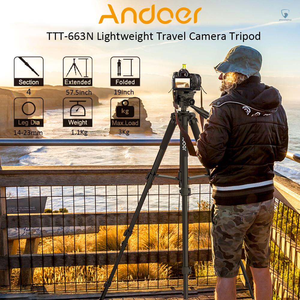 Bộ 2 Chân Máy Ảnh andoer ttt-663n 57.5inch Siêu Nhẹ Cho Máy Ảnh dslr / Điện Thoại Di Động