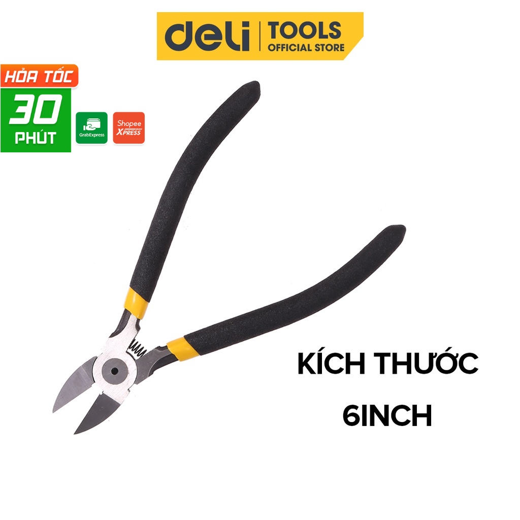 Kìm Cắt Dây Điện Đa Năng Deli Cao Cấp Chính Hãng - Kích Thước 6 Inch - Lưỡi Thép Sắc Bén, Tay Cầm Chống Trượt - EDL2706