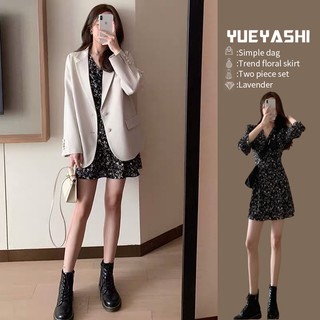 Sugemiusi Đầm Ngắn Màu Đen Họa Tiết Hoa Cúc Nhỏ Thời Trang Mùa Thu Cao Cấp