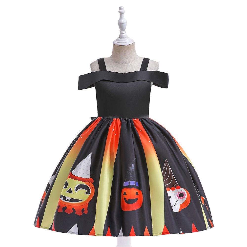 Đầm công chúa kèm túi cho bé gái hóa trang tiệc halloween tùy chọn họa tiết