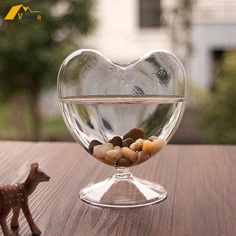 Bình Hoa Thủy Tinh Trong Suốt Hình Trái Tim Dùng Trang Trí Bàn Ăn